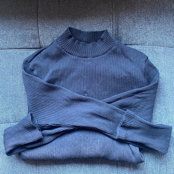 Uniqlo Ribbed Mockneck Top - Black - Picture 1 of 1